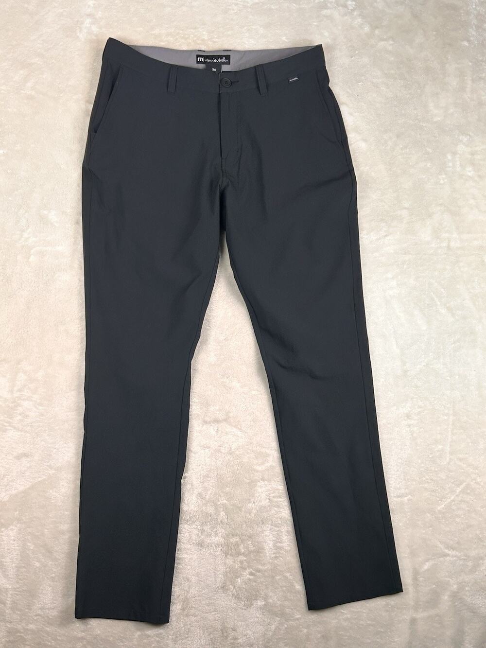 Travis Mathew Pants Open To Close Mens 34 Black Stretch Performance Golf Chino